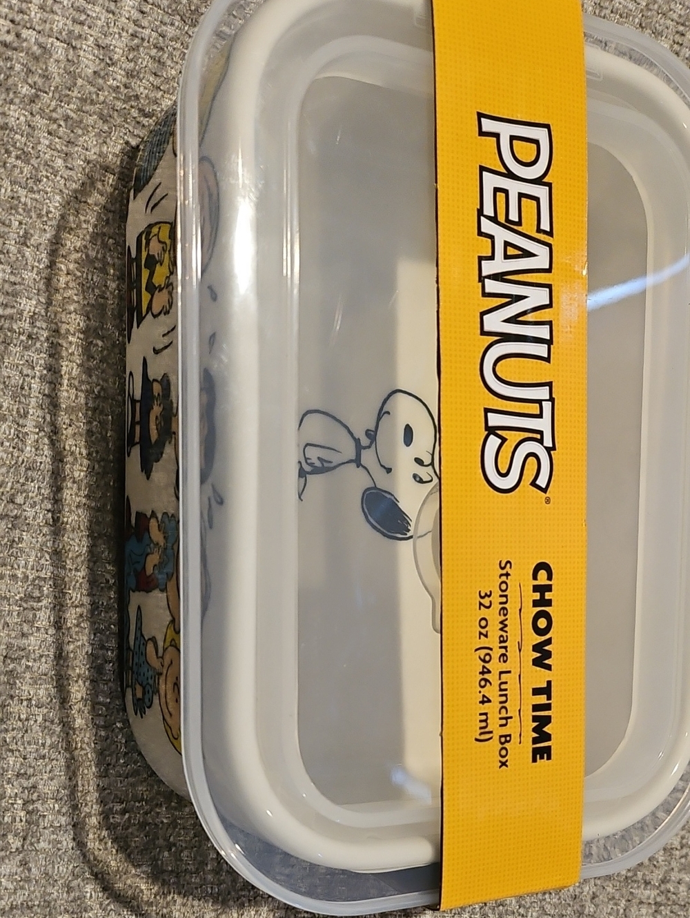 Peanuts Chow Time Stoneware Lunch Box White & Yellow NWT